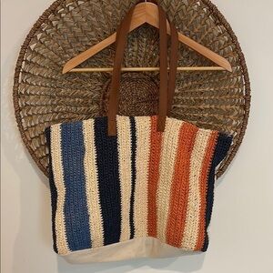 Raise for Days Striped Multicolor Beach Tote Bag – Excellent Condition